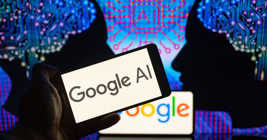 Generált képen a Google logó és a Google AI felirat, az MI kurzusokra utalva.