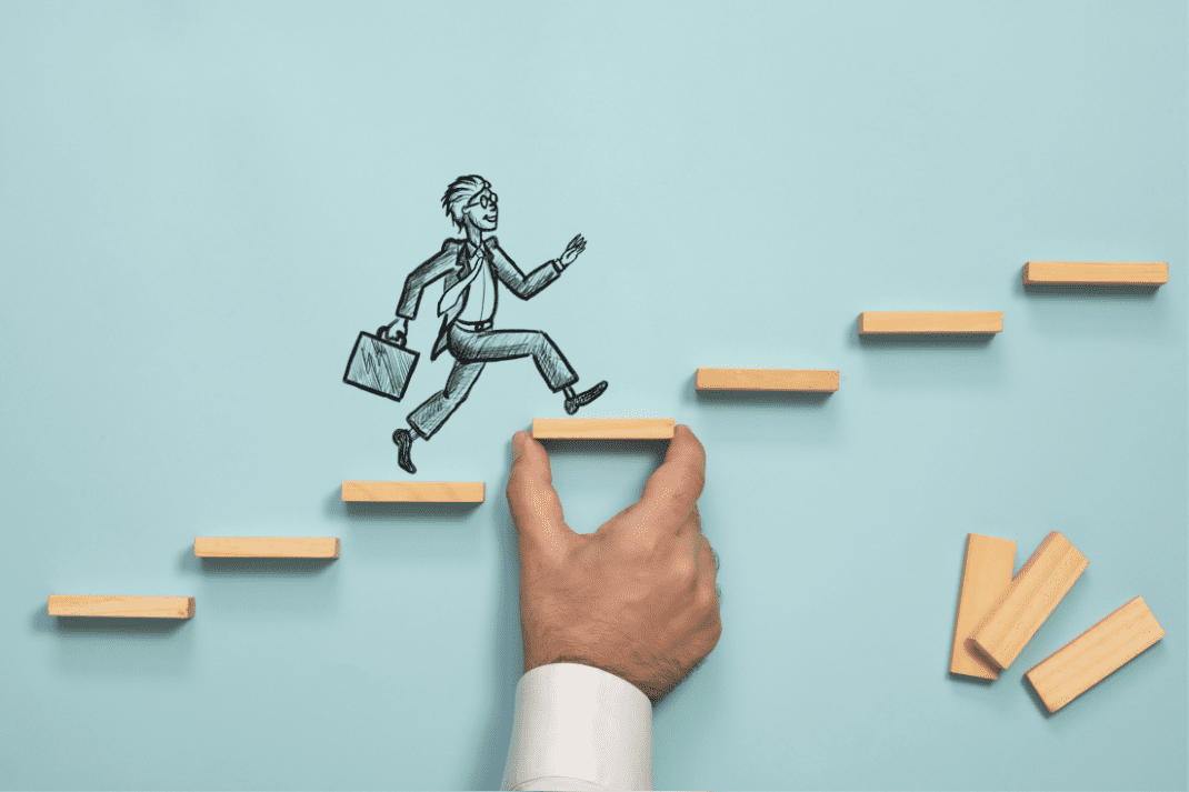 Illusztrált kép ranglétrával.