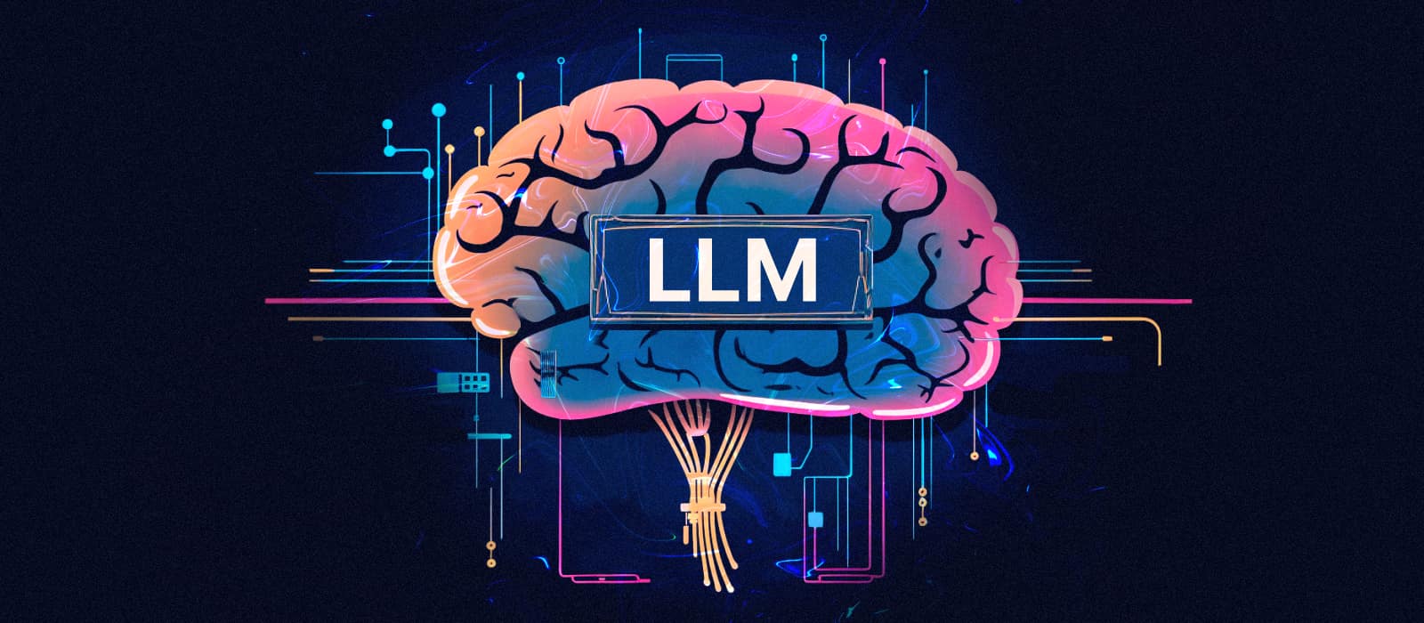 Generált kép az LLM működését szimbolizálja, a z emberi agy működéséhez hasonlítva.