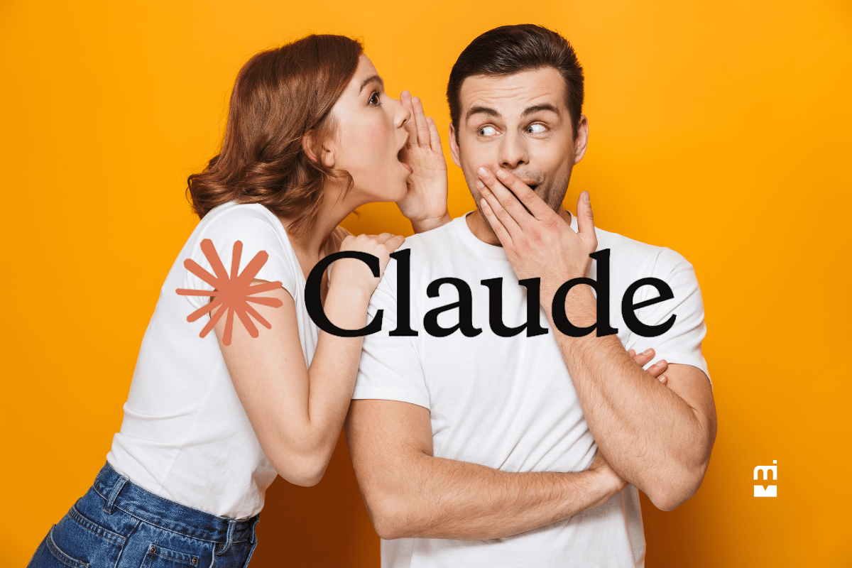Claude Code titkát súgja egy nő egy férfi fülébe, a háttér sárga