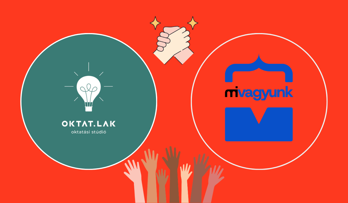 oktat.lak és mivagyunk logó egymás mellett körben, stratégiai partnerség bejelentése