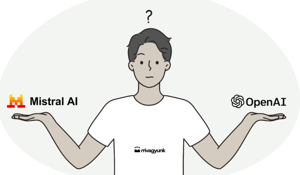 egy mérlegelő ember rajza, melyiket válassza az openai-t vagy a mistral ai-t