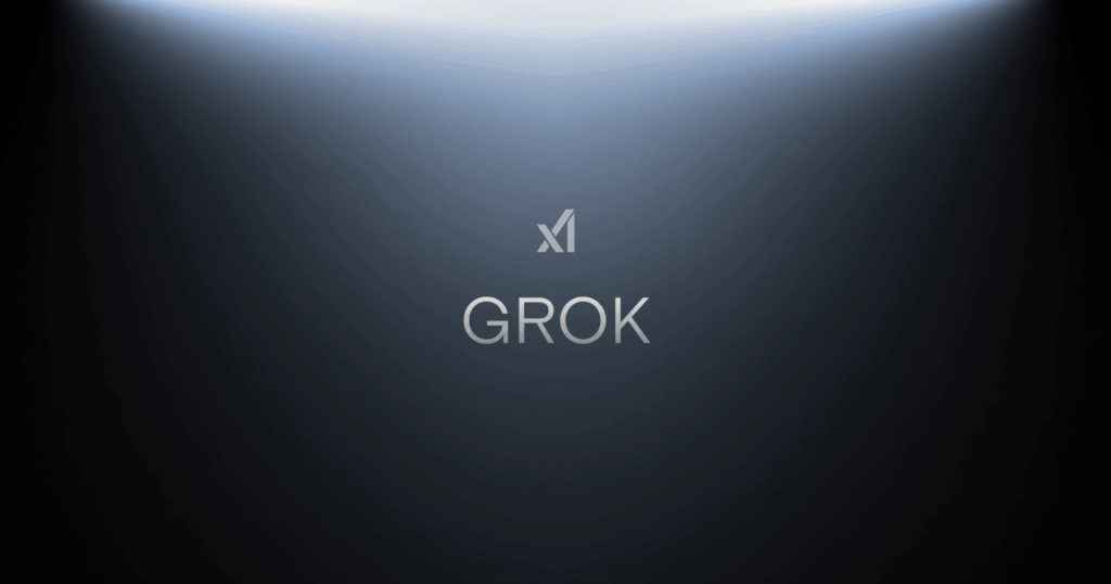 Sötét, futurisztikus háttéren látható az xAI és a Grok logója, amely a Grok chatbotról és az xAI MI-biztonsági vitájáról szóló cikket illusztrálja.